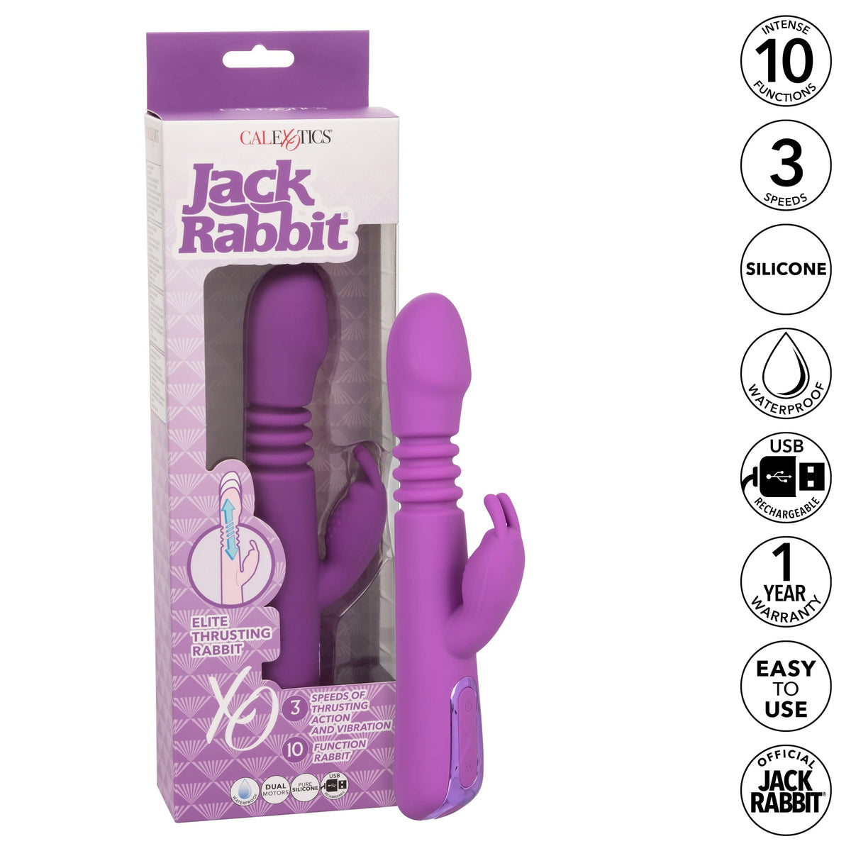 California Exotics - Jack Rabbit Elite Thrusting Rabbit Vibrator (Purple) CE2031 Durio.sg