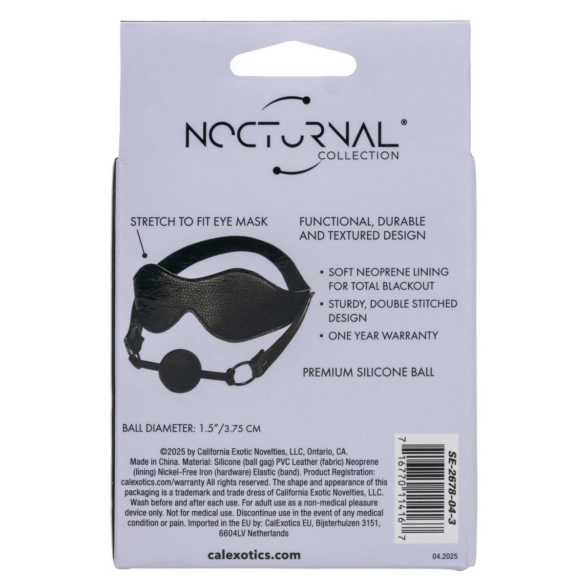 California Exotics - Nocturnal Collection Eye Mask and Breathable Ball Gag (Black) CE2136 Durio.sg