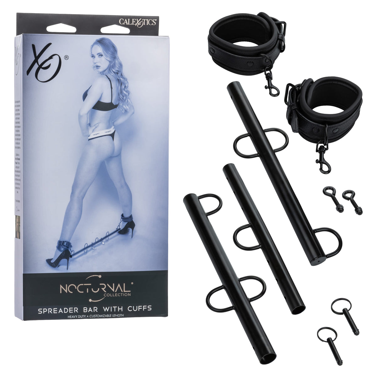 California Exotics - Nocturnal Collection Spreader Bar with Cuffs (Black) CE2119 Durio.sg