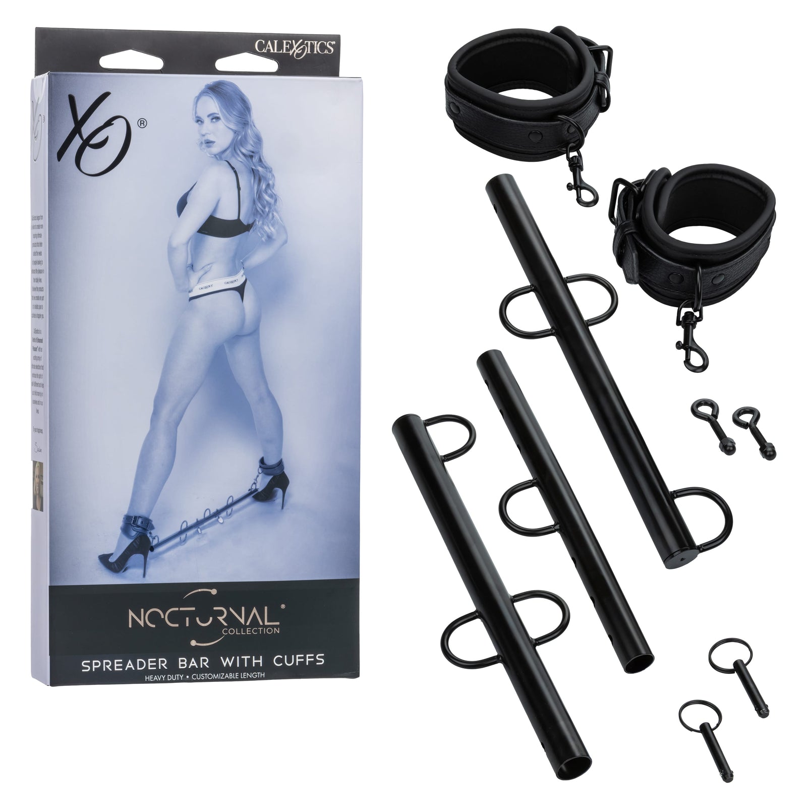 California Exotics - Nocturnal Collection Spreader Bar with Cuffs (Black) CE2119 Durio.sg