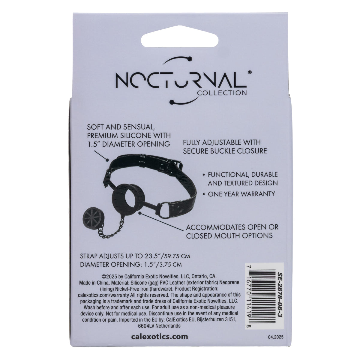 California Exotics - Nocturnal Collection Stopper Gag (Black) CE2137 Durio.sg