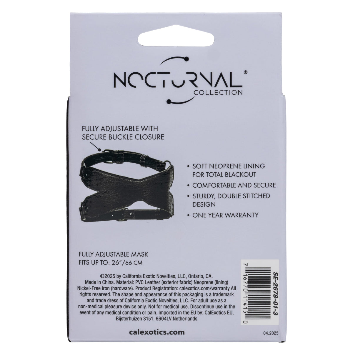 California Exotics - Nocturnal Collection X Eye Mask (Black) CE2138 Durio.sg