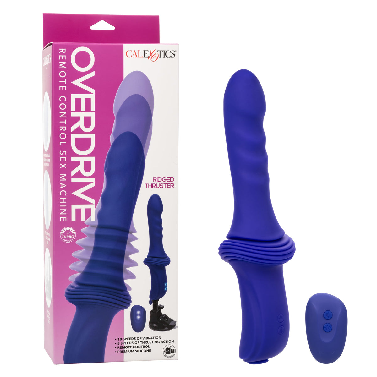 California Exotics - Overdrive Remote Control Sex Machine Ridged Thruster (Blue) CE2117 Durio.sg