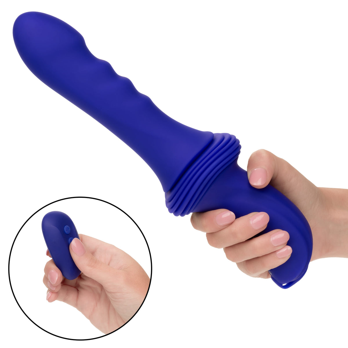 California Exotics - Overdrive Remote Control Sex Machine Ridged Thruster (Blue) CE2117 Durio.sg