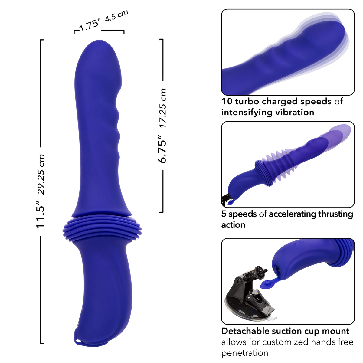 California Exotics - Overdrive Remote Control Sex Machine Ridged Thruster (Blue) CE2117 Durio.sg