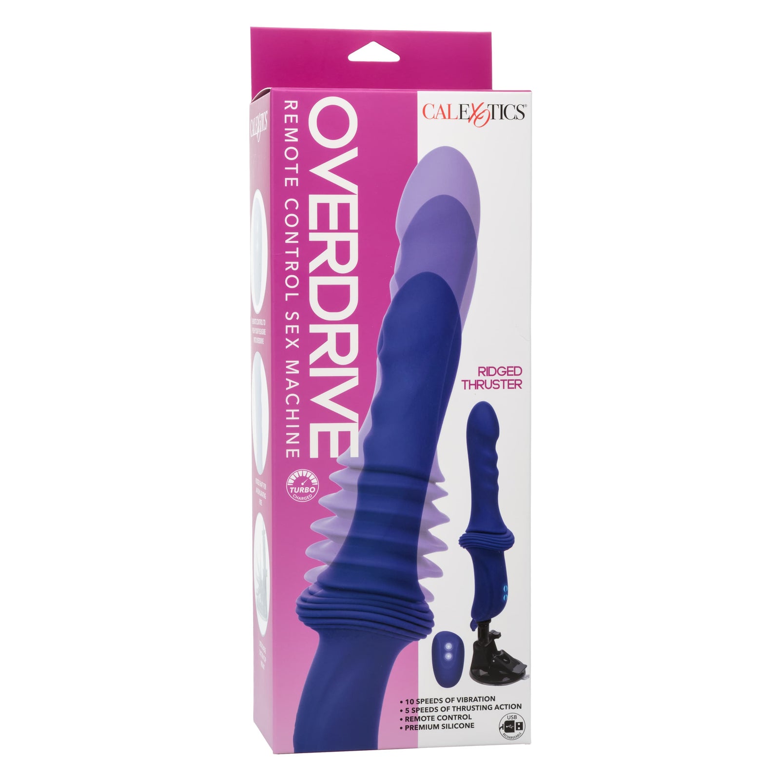 California Exotics - Overdrive Remote Control Sex Machine Ridged Thruster (Blue) CE2117 Durio.sg
