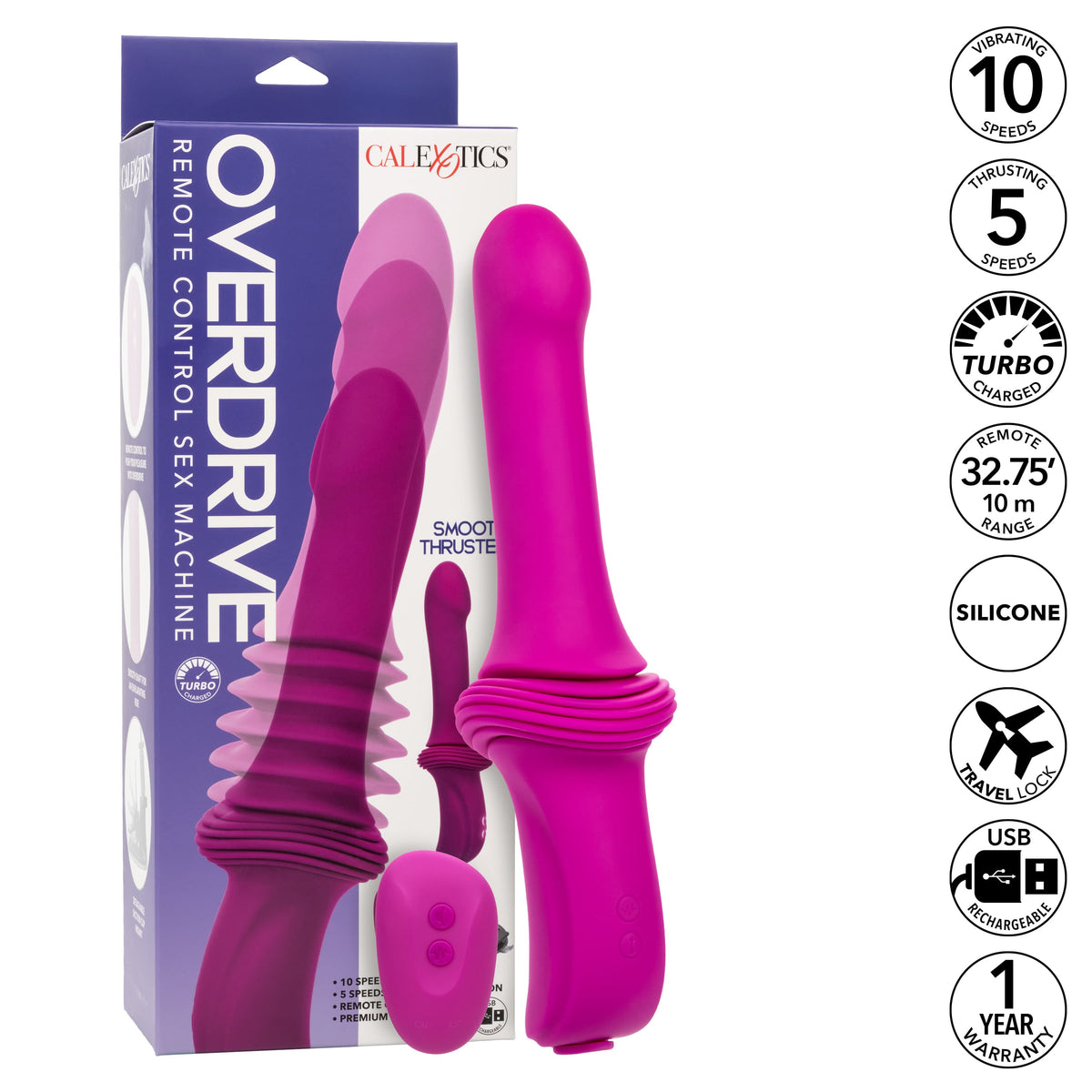 California Exotics - Overdrive Remote Control Sex Machine Smooth Thruster (Pink) CE2118 Durio.sg