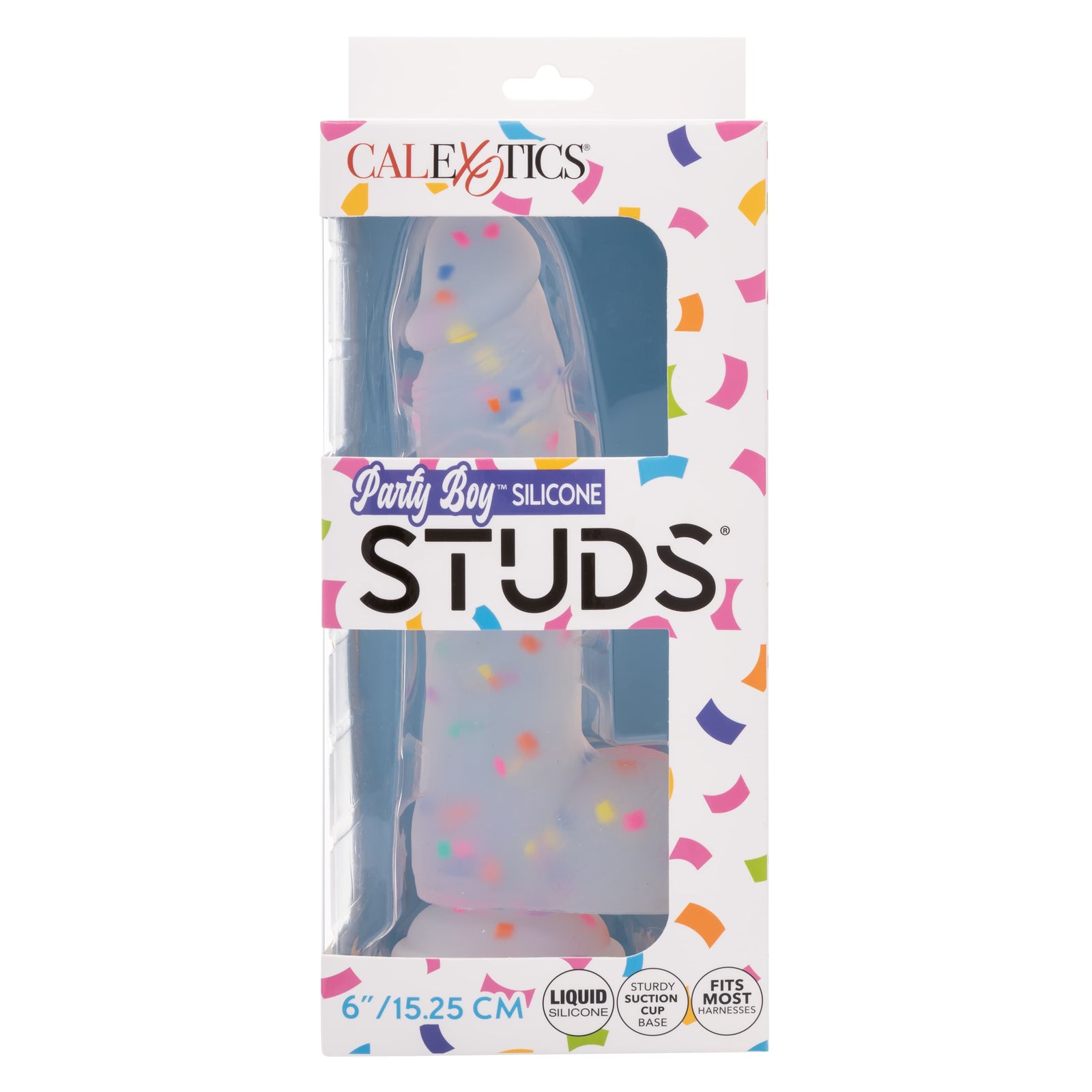 California Exotics - Party Boy Confetti Silicone Studs Dildo 6" (Multicolor) CE2121 Durio.sg
