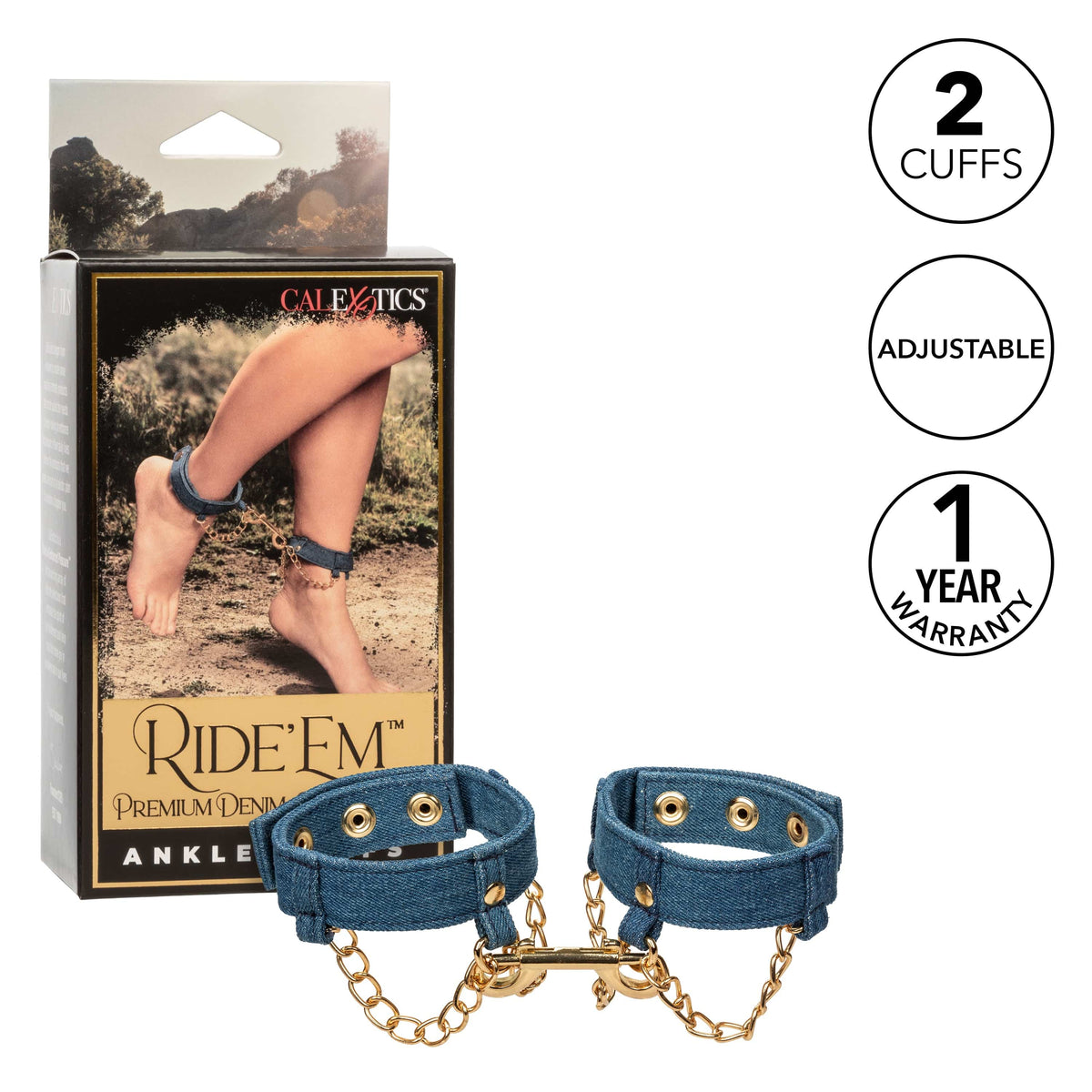 California Exotics - Ride 'em Premium Denim Collection Ankle Cuffs (Blue) CE2088 Durio.sg