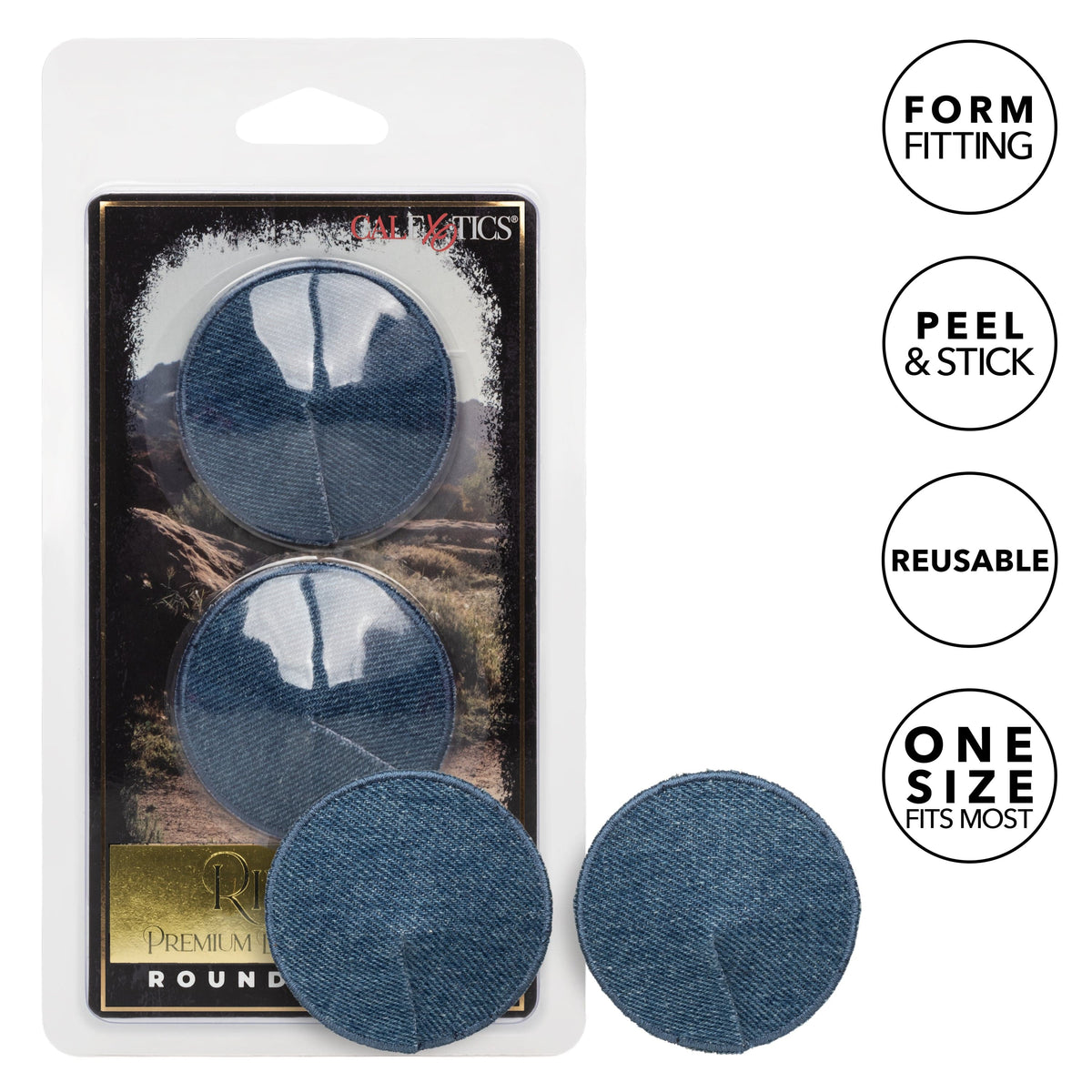 California Exotics - Ride 'em Premium Denim Collection Round Pasties Nipple Covers (Blue) CE2090 Durio.sg