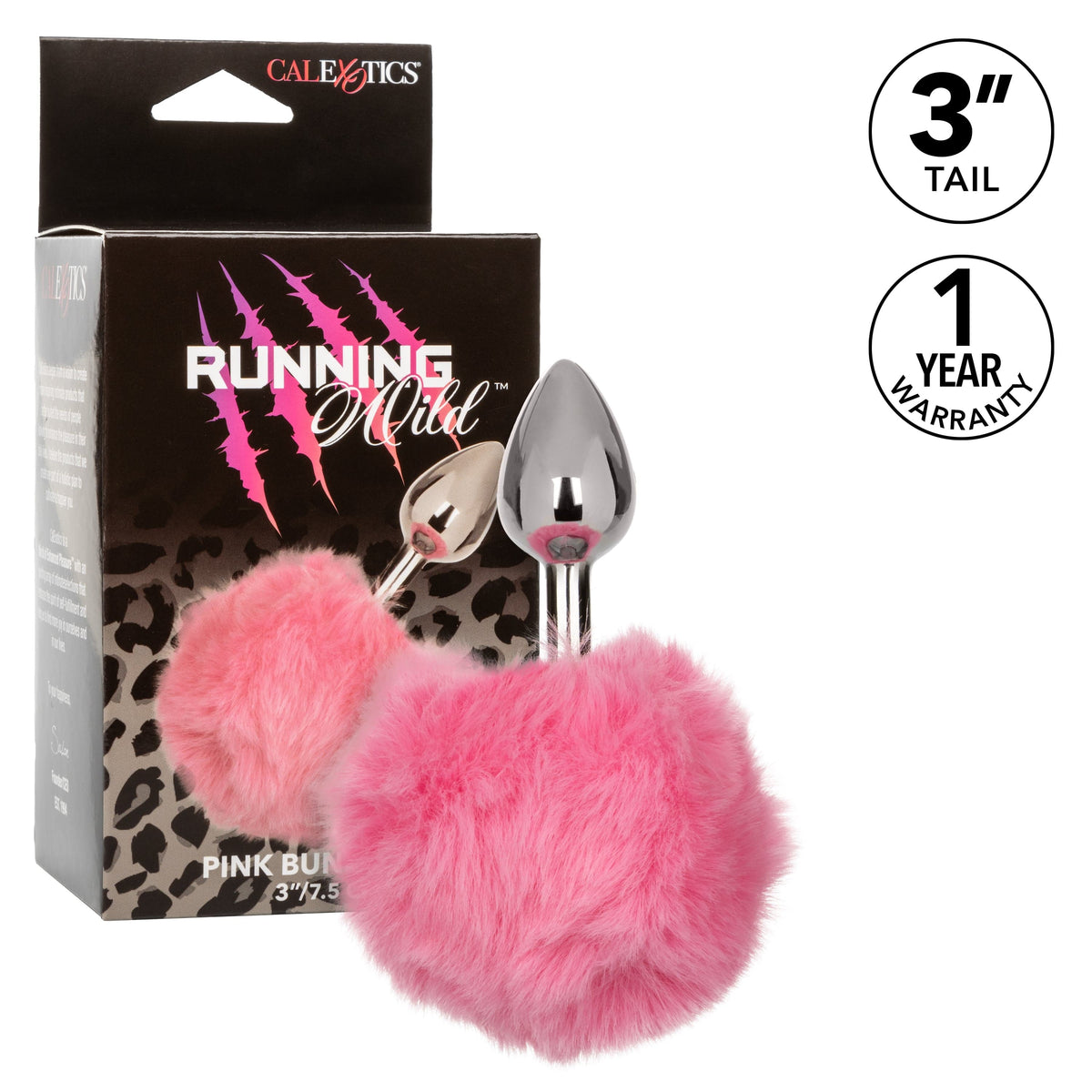 California Exotics - Running Wild White Bunny Tail Metal Anal Plug Durio.sg