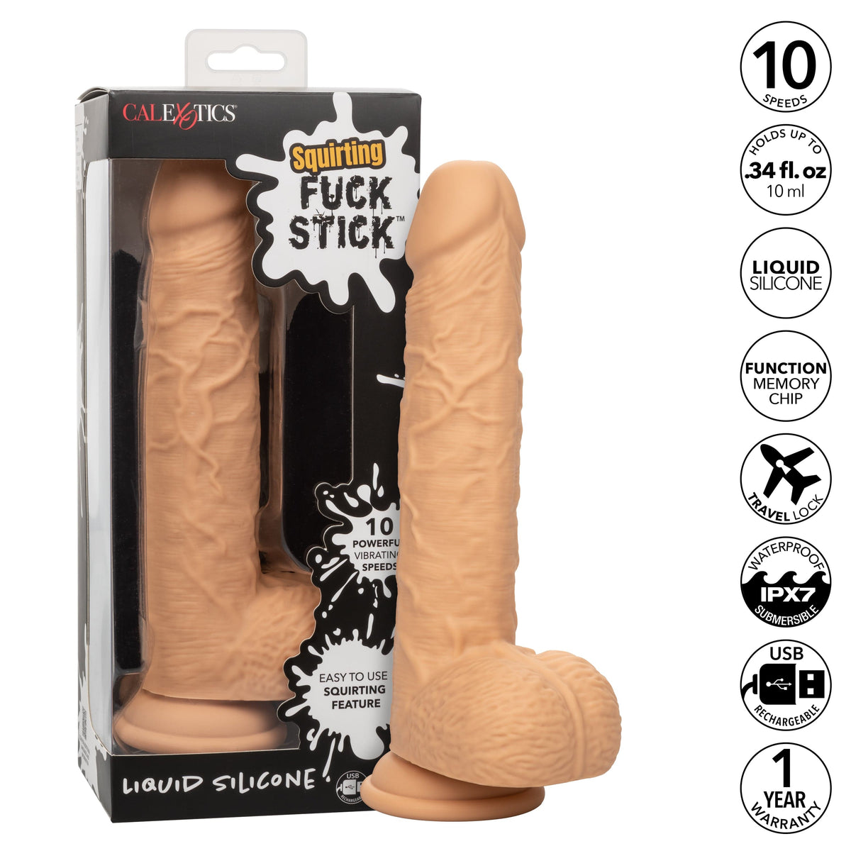 California Exotics - Squirting Fuck Stick Silicone Realistic Dildo Vibrator Durio.sg