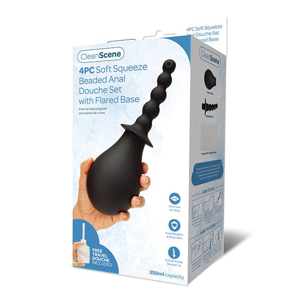 CleanScene - 4 Pc Soft Squeeze Beaded Anal Douche Set with Flared Base OT1266 Durio.sg