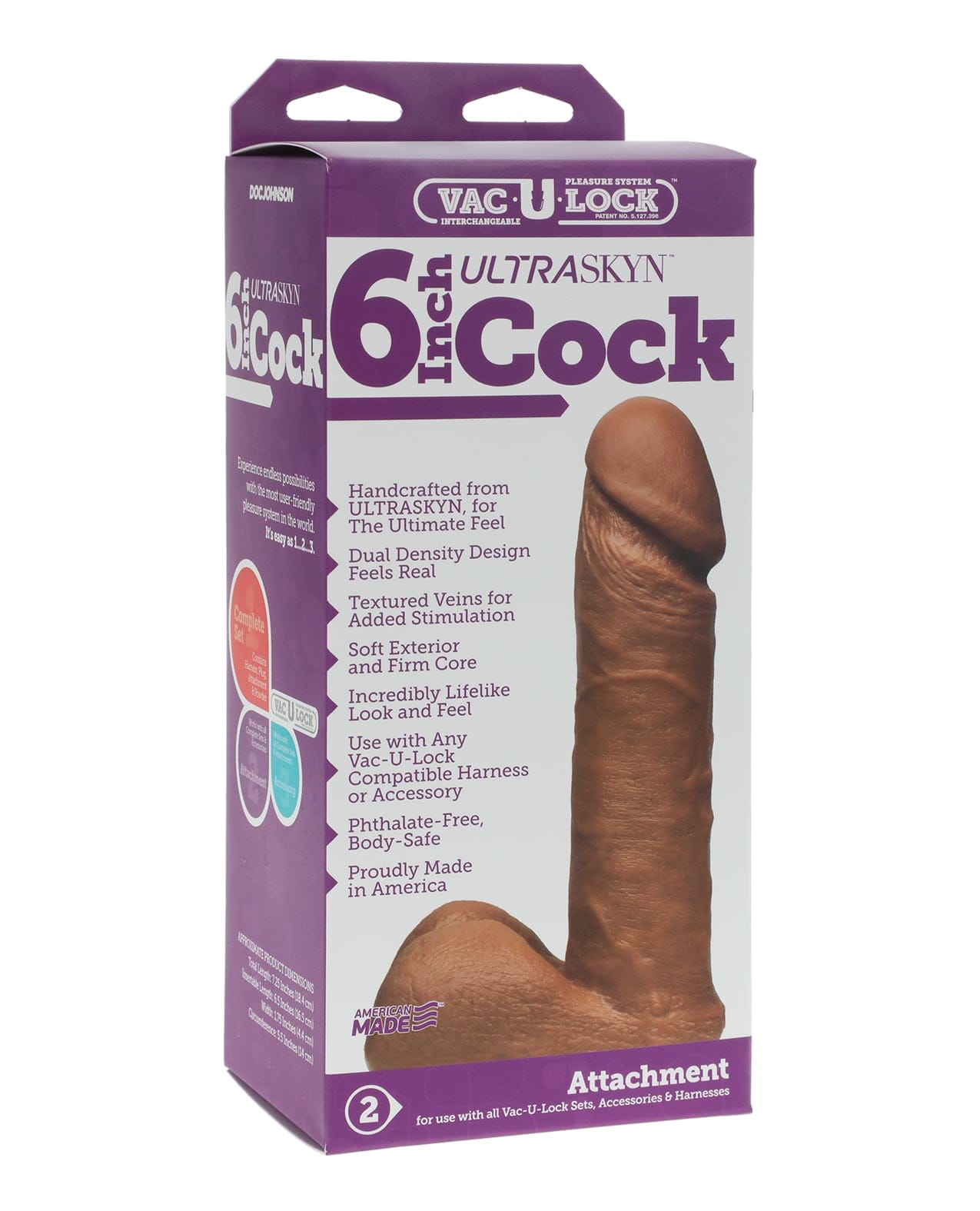 Doc Johnson - Vac-U-Lock 6-Inch ULTRASKYN Realistic Dildo Attachment (Brown) DJ1210 Durio.sg