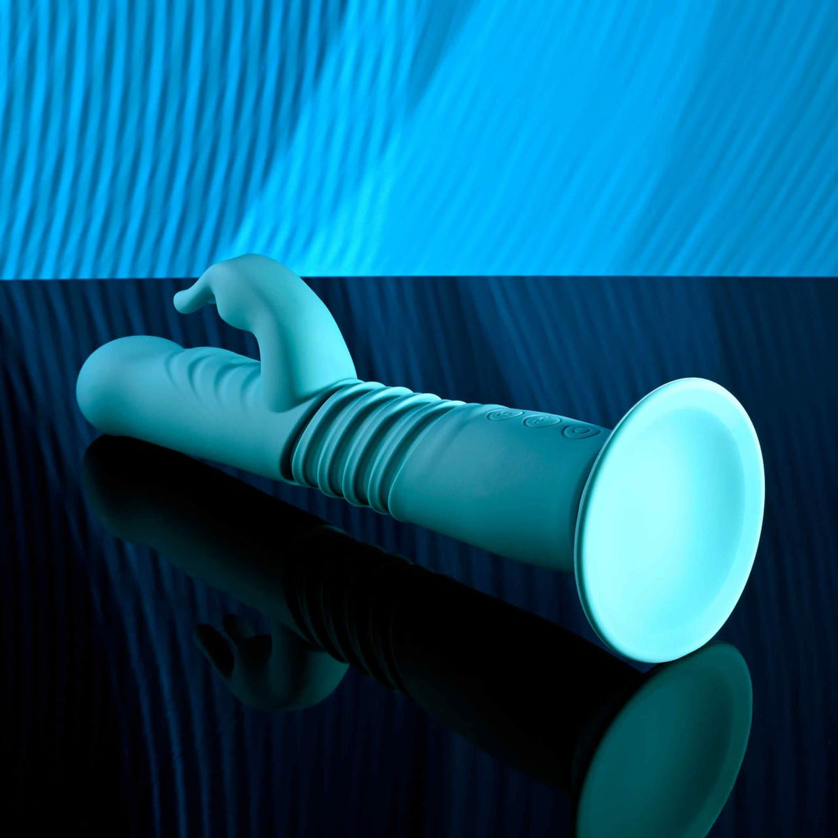 Evolved - Bunny Hop Suction-Base Thrusting Rabbit Vibrator (Blue) EV1215 Durio.sg