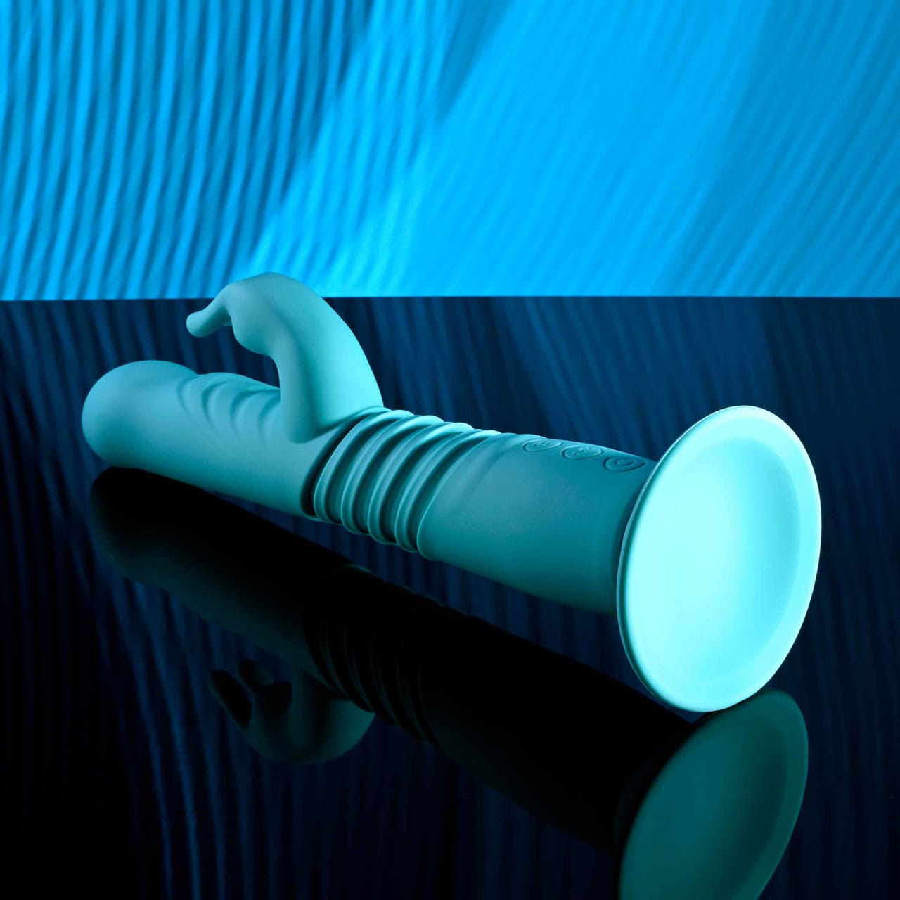 Evolved - Bunny Hop Suction-Base Thrusting Rabbit Vibrator (Blue) EV1215 Durio.sg