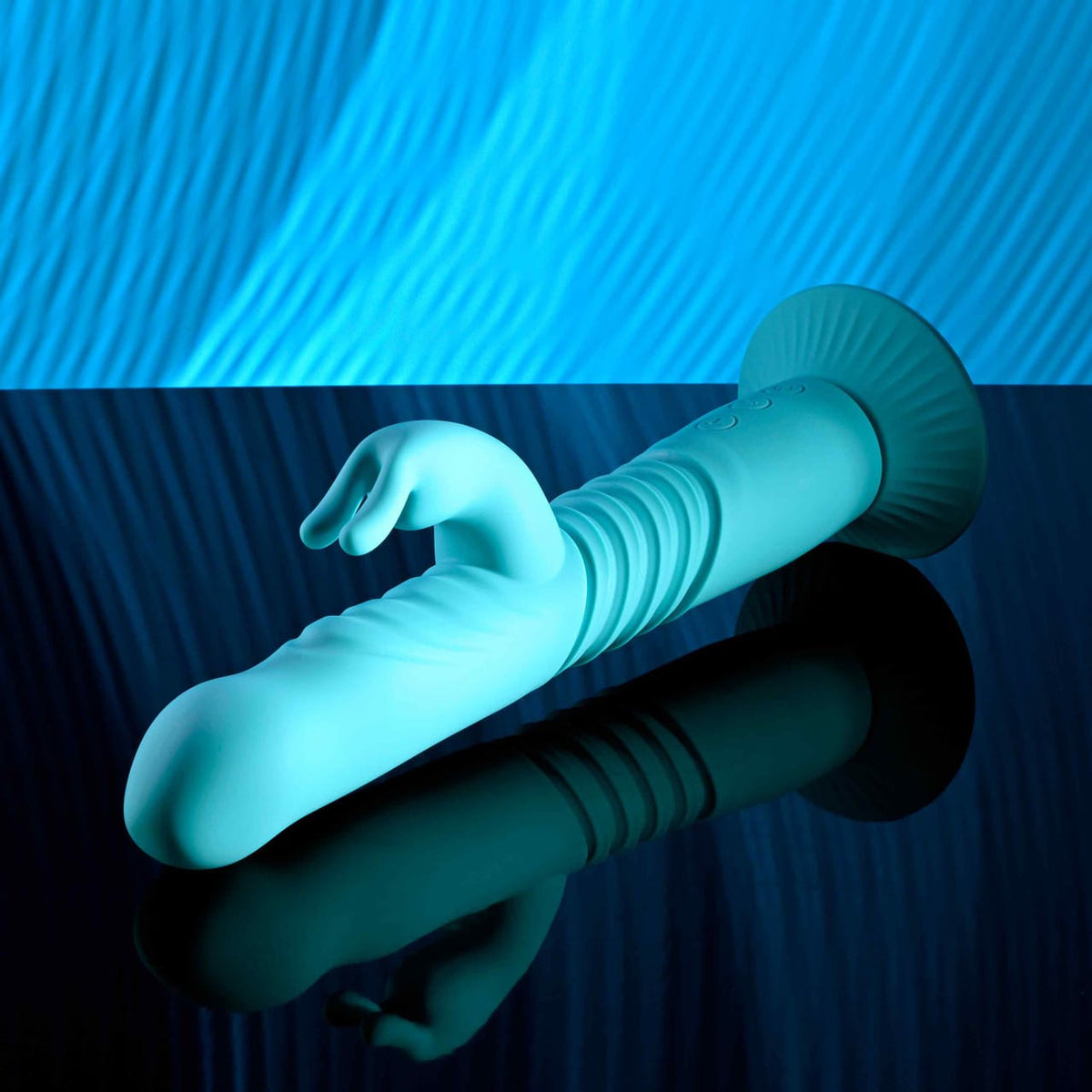 Evolved - Bunny Hop Suction-Base Thrusting Rabbit Vibrator (Blue) EV1215 Durio.sg