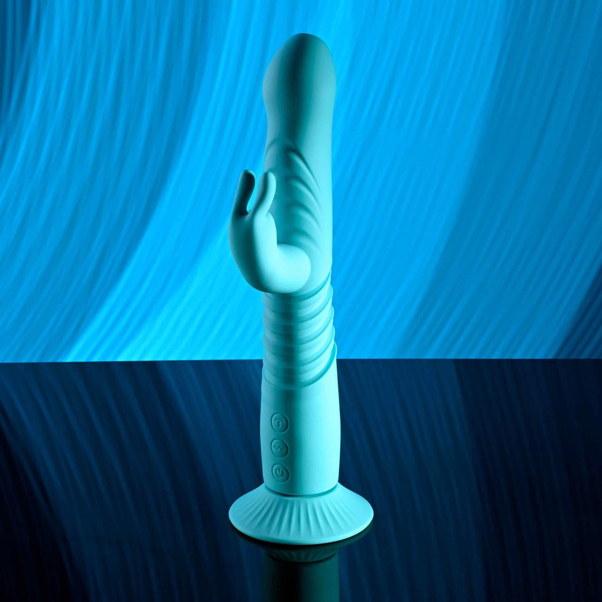 Evolved - Bunny Hop Suction-Base Thrusting Rabbit Vibrator (Blue) EV1215 Durio.sg