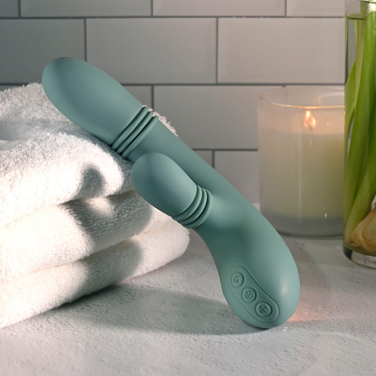 Evolved - Rub Me Tender Rechargeable Rabbit Vibrator (Green) EV1220 Durio.sg