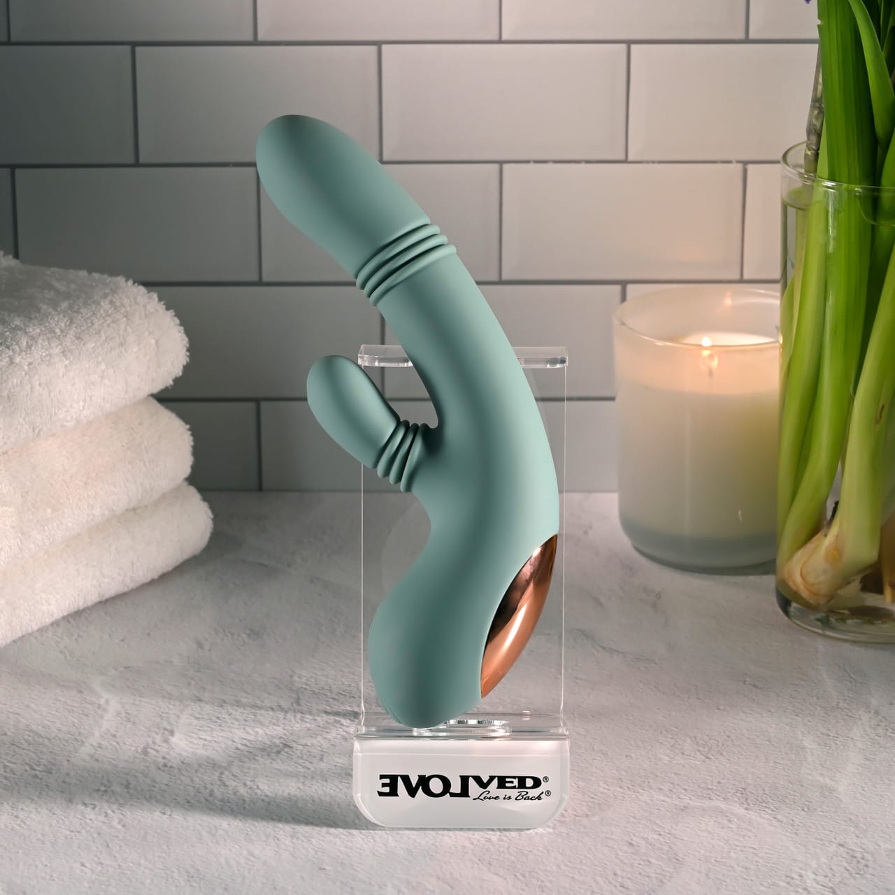 Evolved - Rub Me Tender Rechargeable Rabbit Vibrator (Green) EV1220 Durio.sg