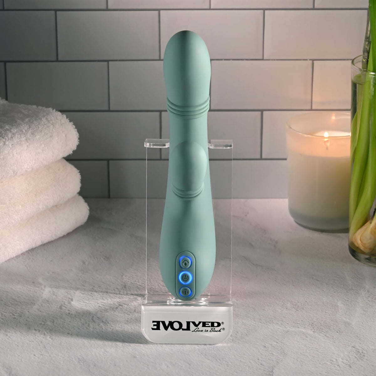 Evolved - Rub Me Tender Rechargeable Rabbit Vibrator (Green) EV1220 Durio.sg