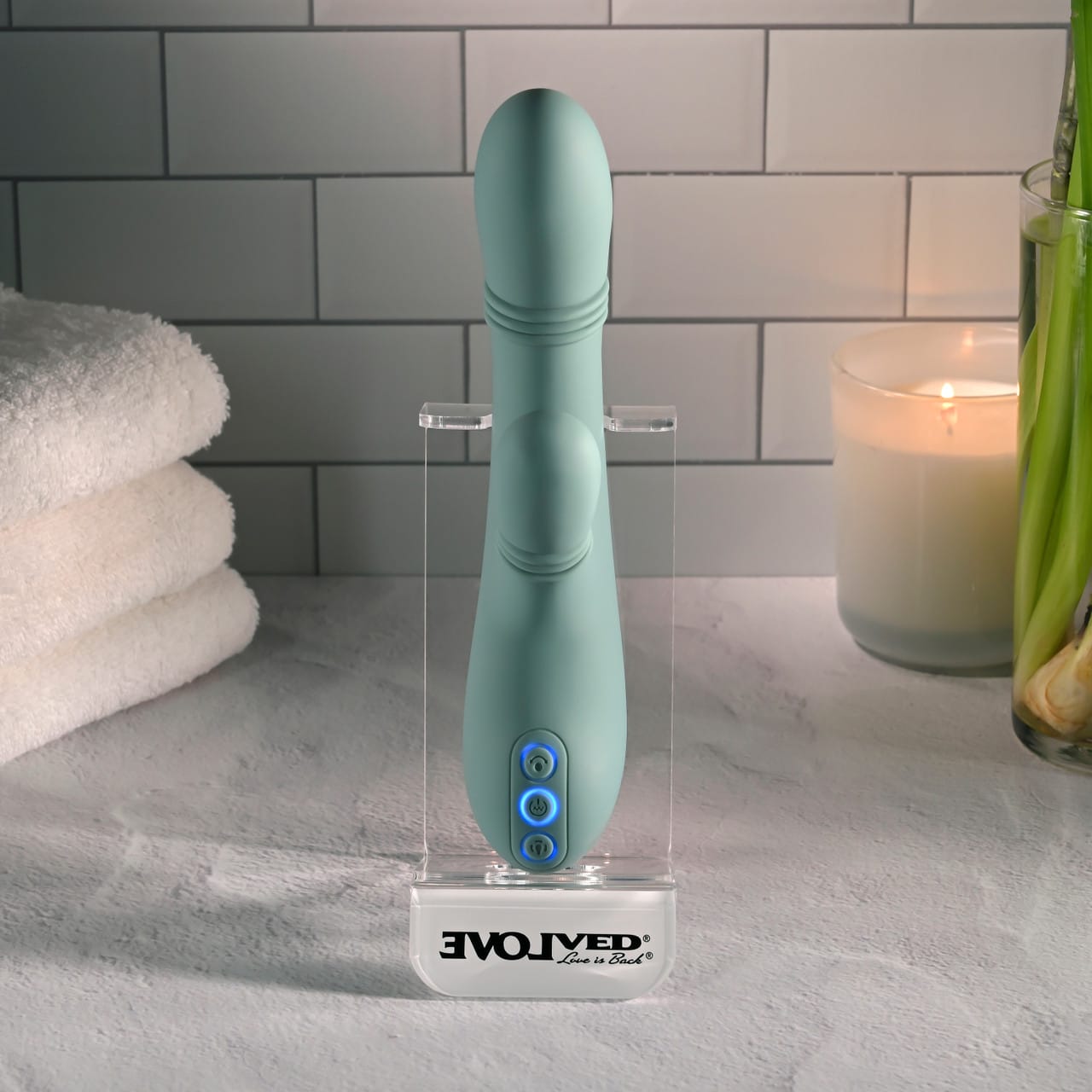 Evolved - Rub Me Tender Rechargeable Rabbit Vibrator (Green) EV1220 Durio.sg