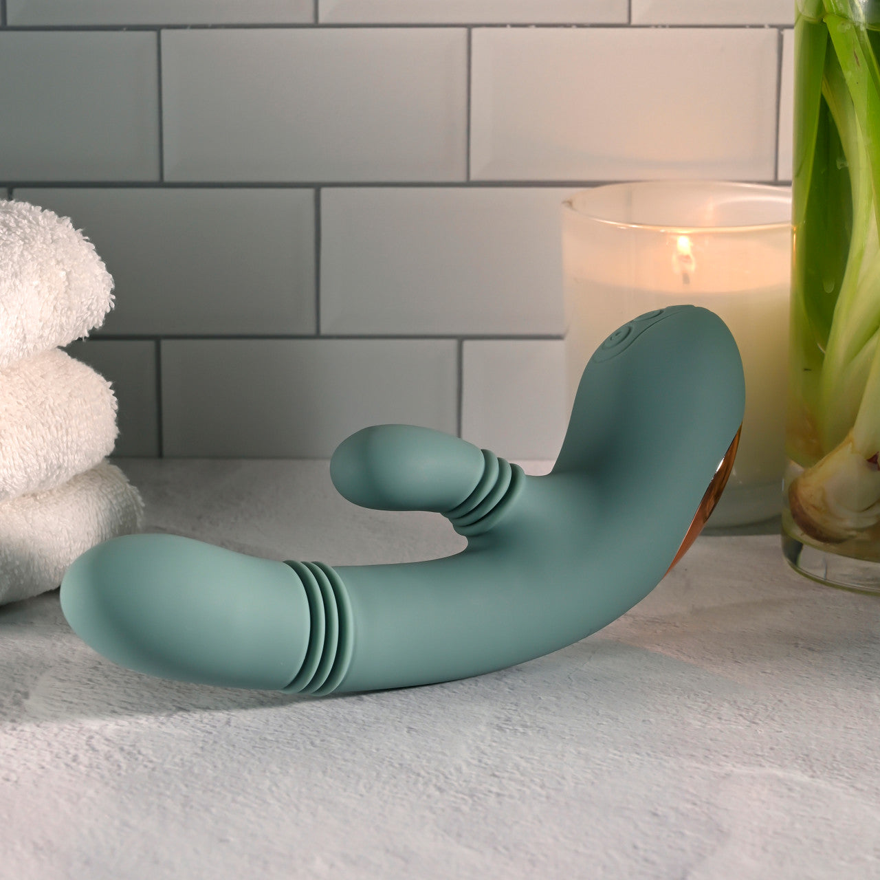 Evolved - Rub Me Tender Rechargeable Rabbit Vibrator (Green) EV1220 Durio.sg