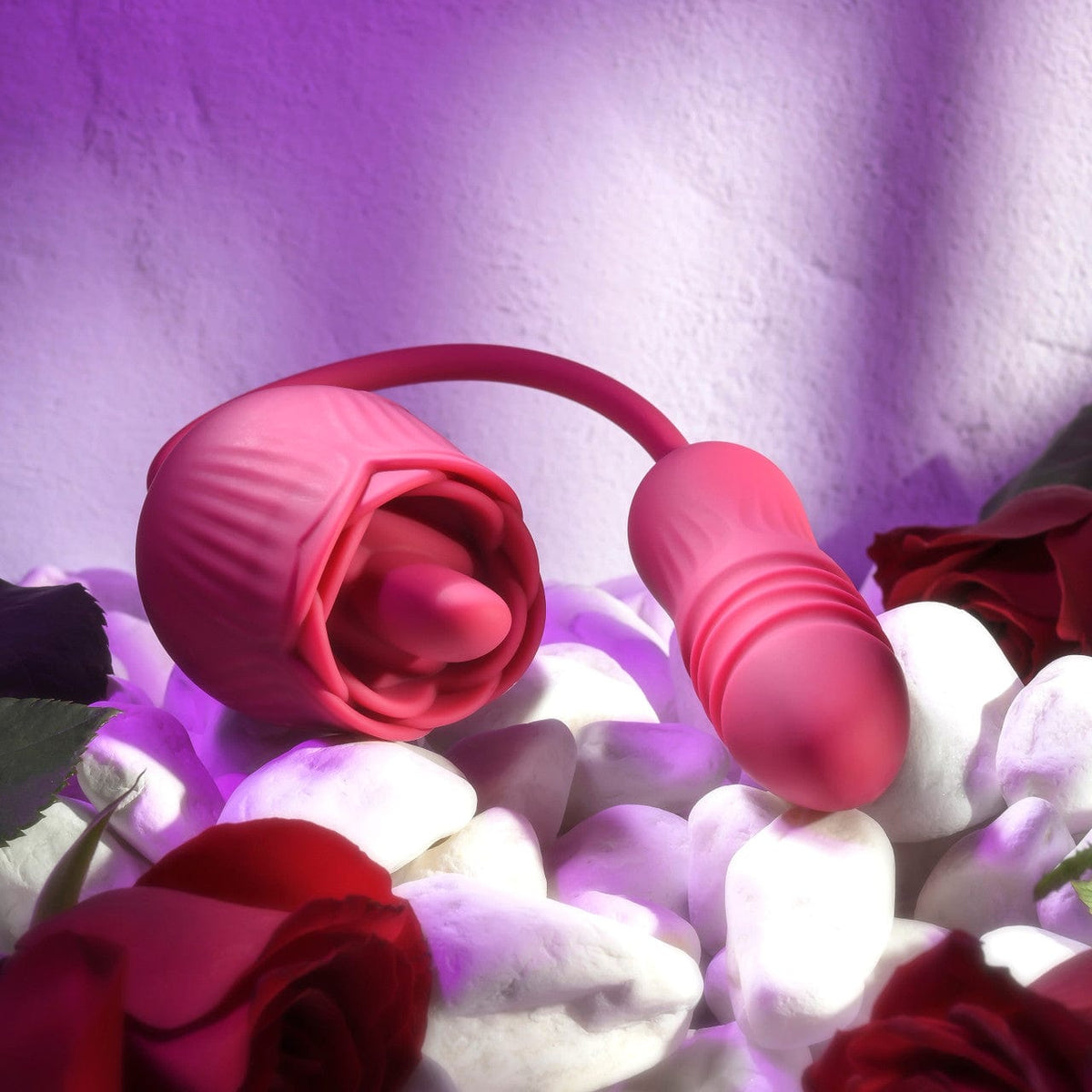Evolved - Wild Rose Clit Massager with Thursting Bullet Vibrator (Red) EV1157 Durio.sg