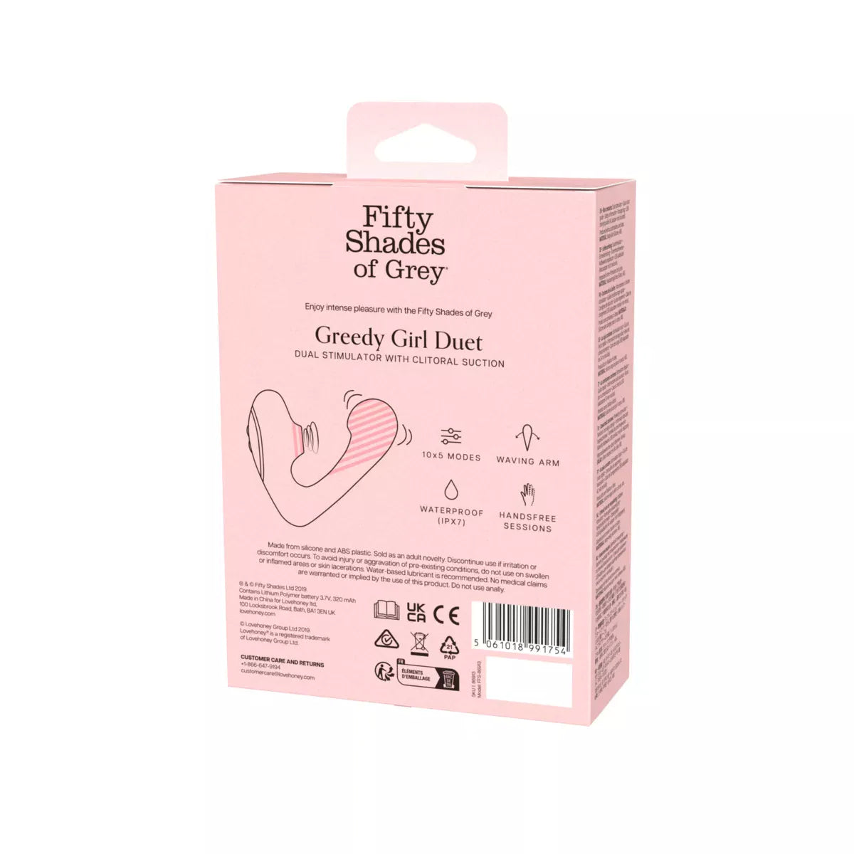Fifty Shades of Grey - Greedy Girl Duet Clitoral Air Stimulator Vibrator (Black) FSG1186 Durio.sg