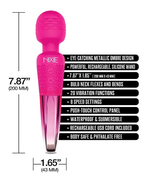 Global Novelties - Nixie Rechargeable Silicone Wand Vibrator (Pink) OT1312 Durio.sg