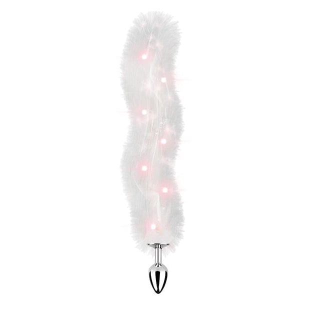Hott Products - Foxy Tail Light Up Faux Fur Butt Plug (Silver/White) HTP1018 Durio.sg