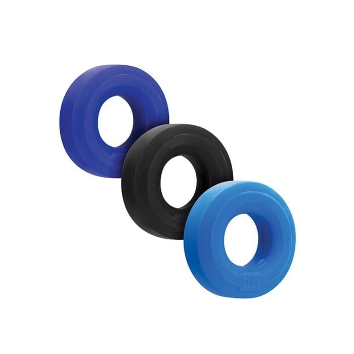 Hunky Junk - Cobalt Three Piece Stretch Cock Ring Set (Blue) OX1050 Durio.sg