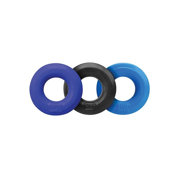 Hunky Junk - Cobalt Three Piece Stretch Cock Ring Set (Blue) OX1050 Durio.sg