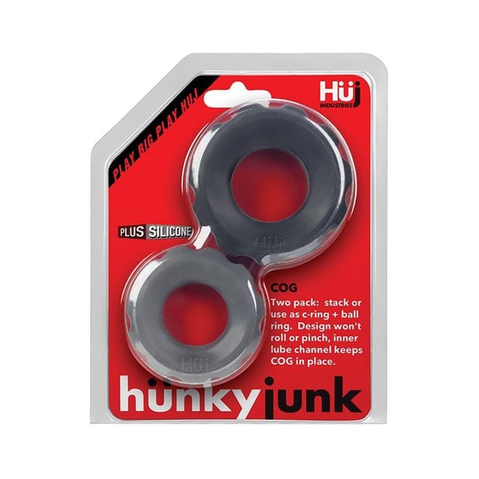 Hunky Junk - Cog Textured Cock Ring Set in Two Sizes OX1051 Durio.sg