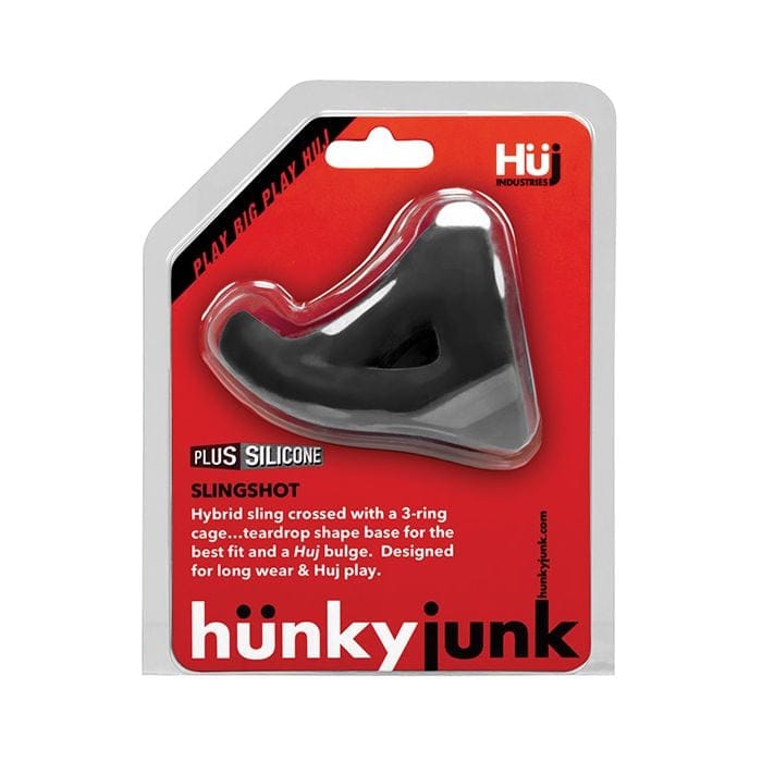 Hunky Junk - Slingshot Three Ring Teardrop Cock Sling (Black) OX1052 Durio.sg
