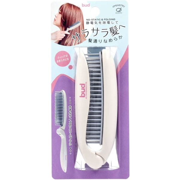 Ikemoto - Bud BD900 Foldable Anti Static Hair and Wig Brush (White) OT1299 Durio.sg