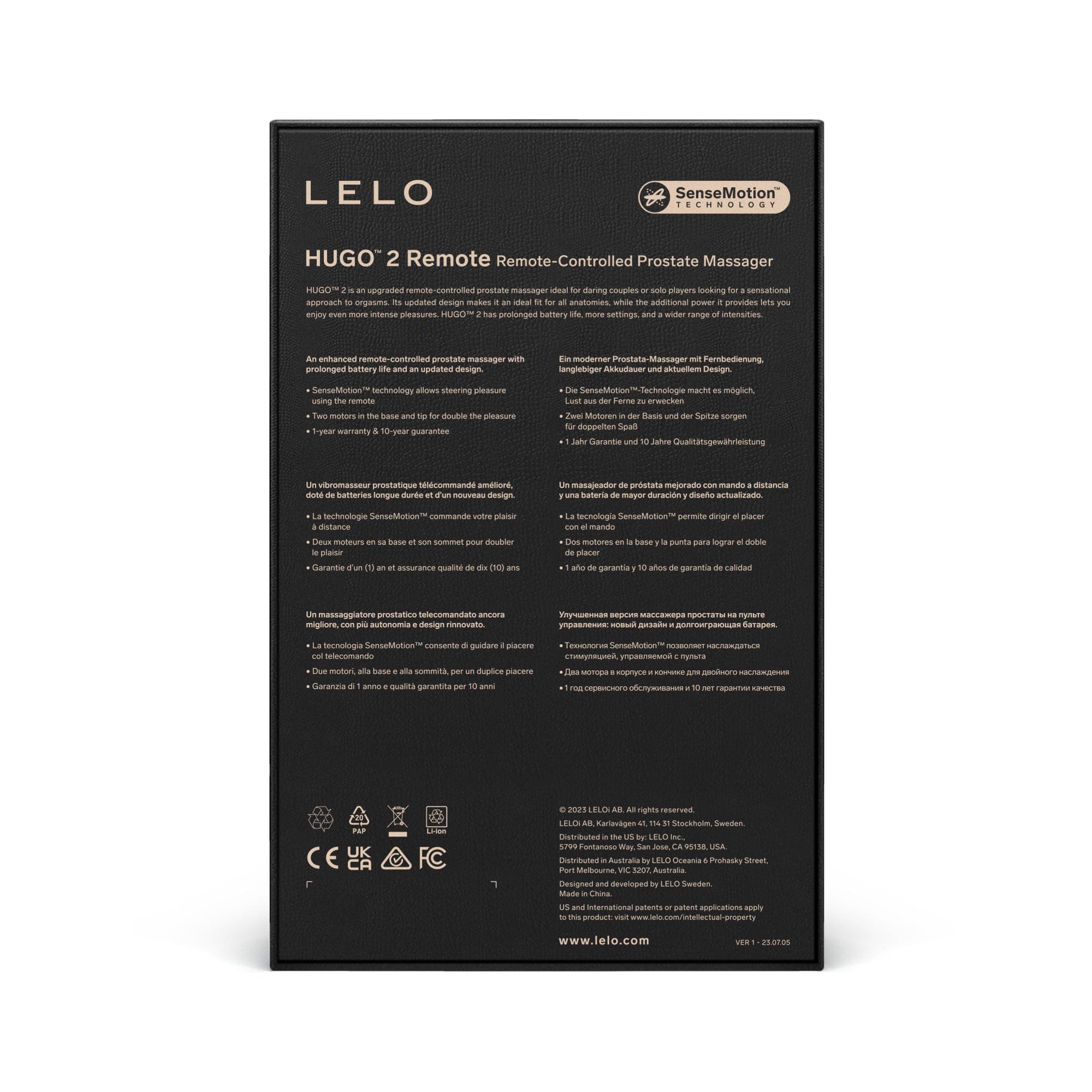 LELO - Hugo 2 Prostate Massager with Remote Control CherryAffairs