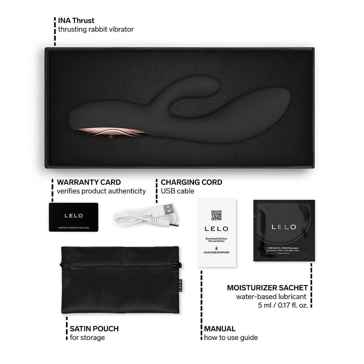 LELO - Ina Thrust App Controlled Thrusting Rabbit Vibrator Durio.sg