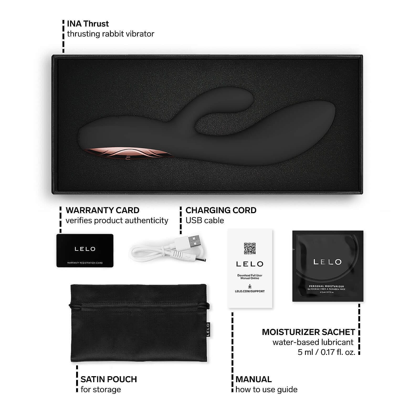 LELO - Ina Thrust App Controlled Thrusting Rabbit Vibrator Durio.sg
