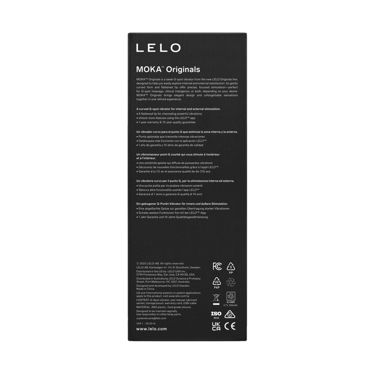LELO - Originals MOKA App-Controlled G Spot Vibrator (Purple) LL1276 Durio.sg
