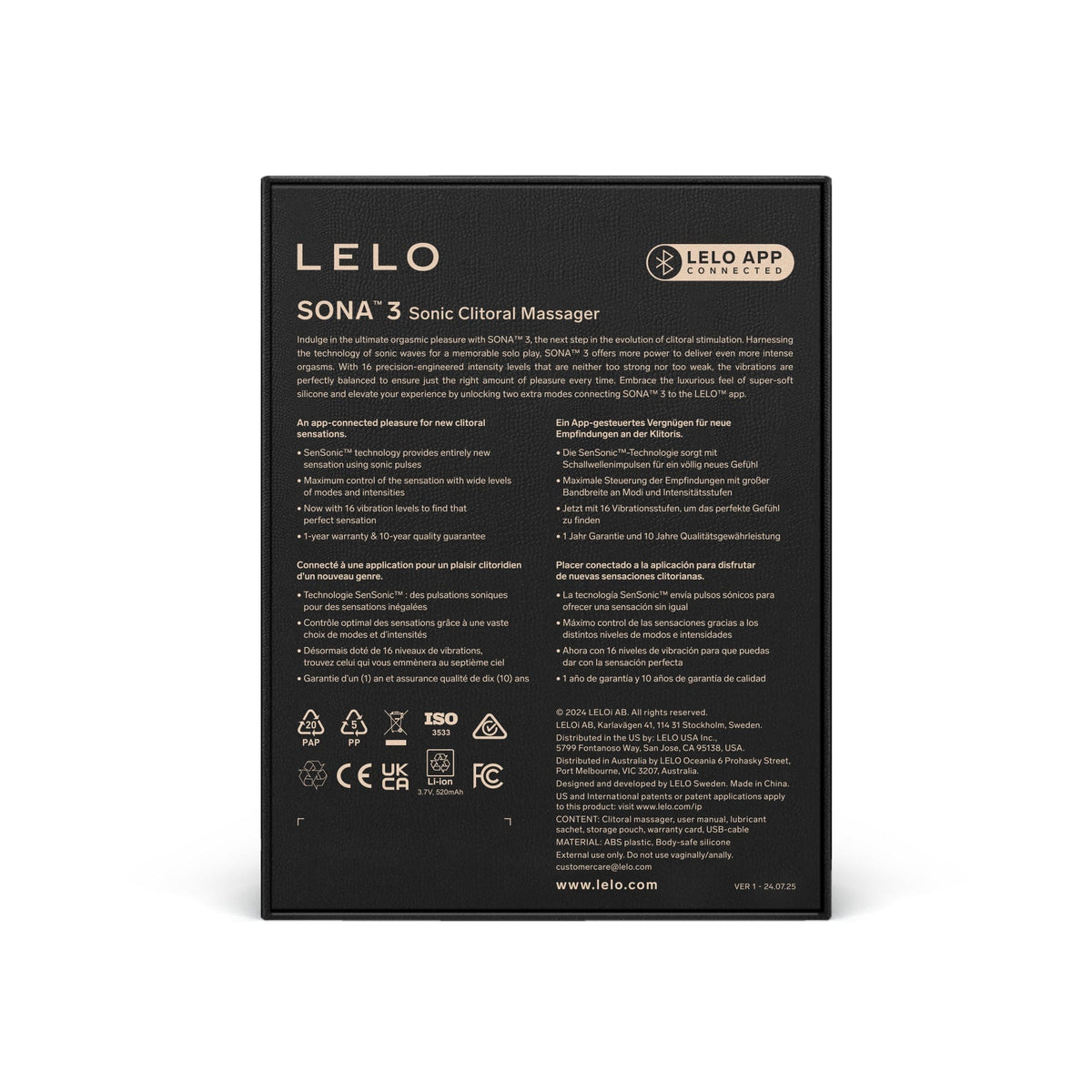 LELO - Sona 3 App-Controlled Sonic Clitoral Air Masaager Durio.sg