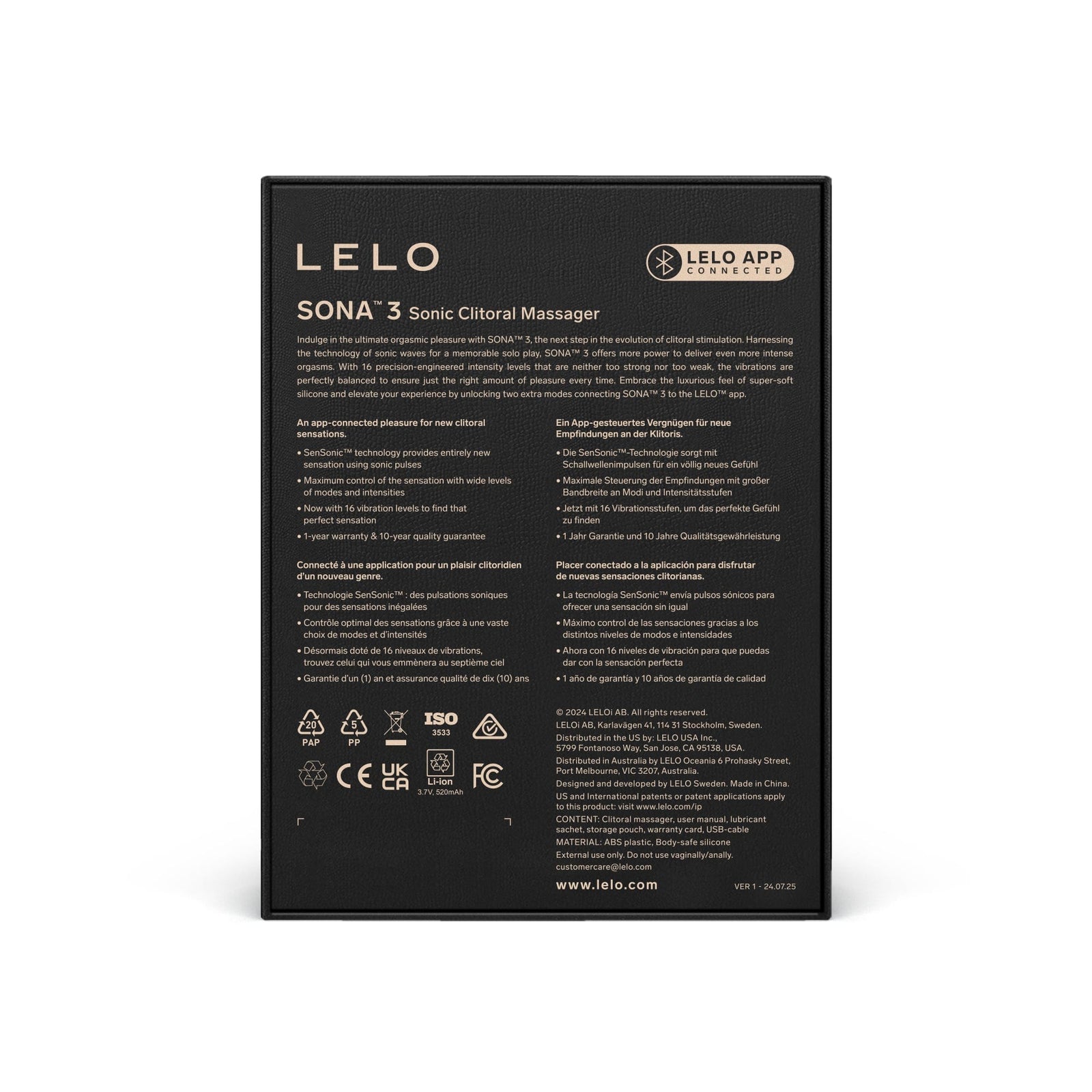 LELO - Sona 3 App-Controlled Sonic Clitoral Air Masaager Durio.sg