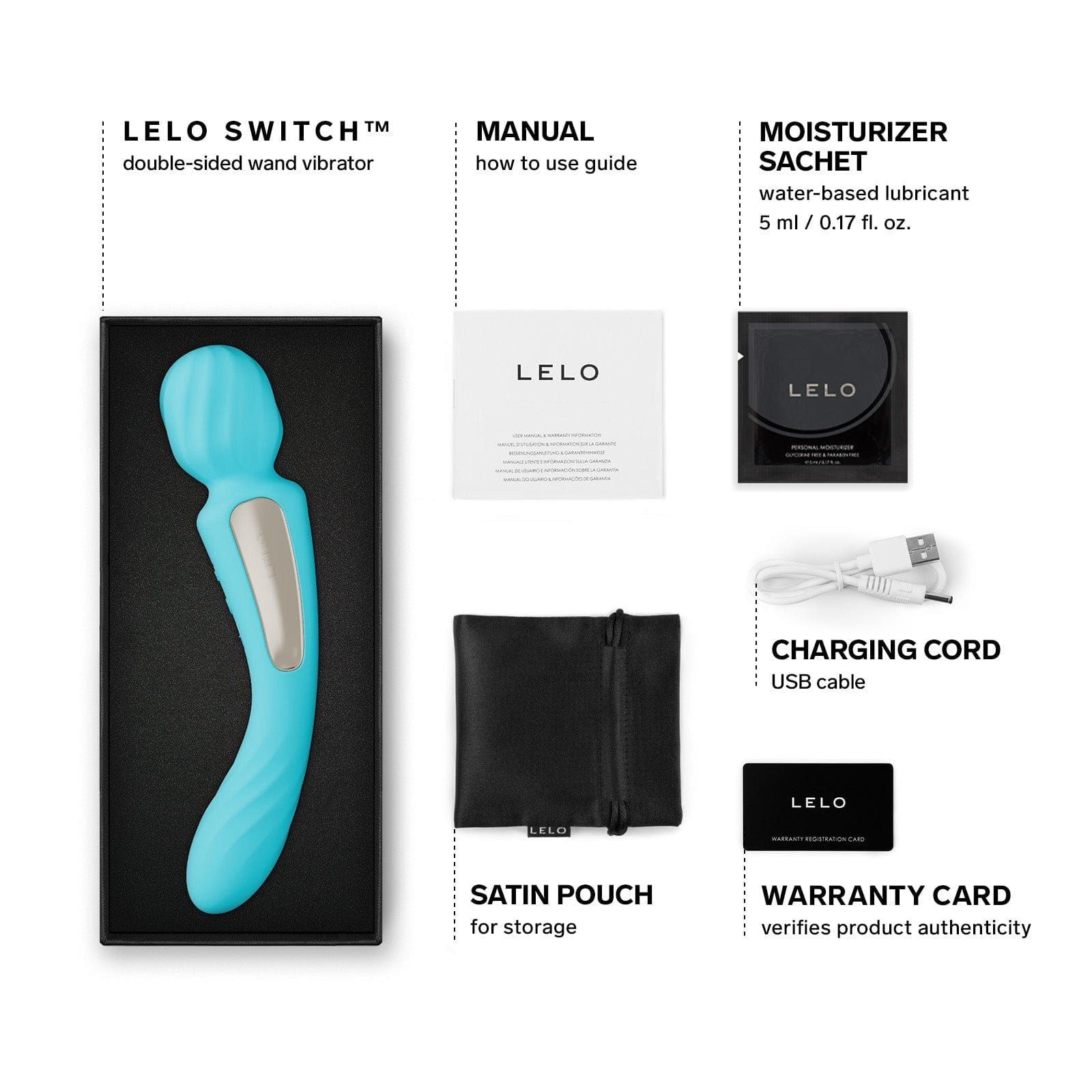 LELO - Switch App-Controlled Double Sided Wand Massager Vibrator Durio.sg