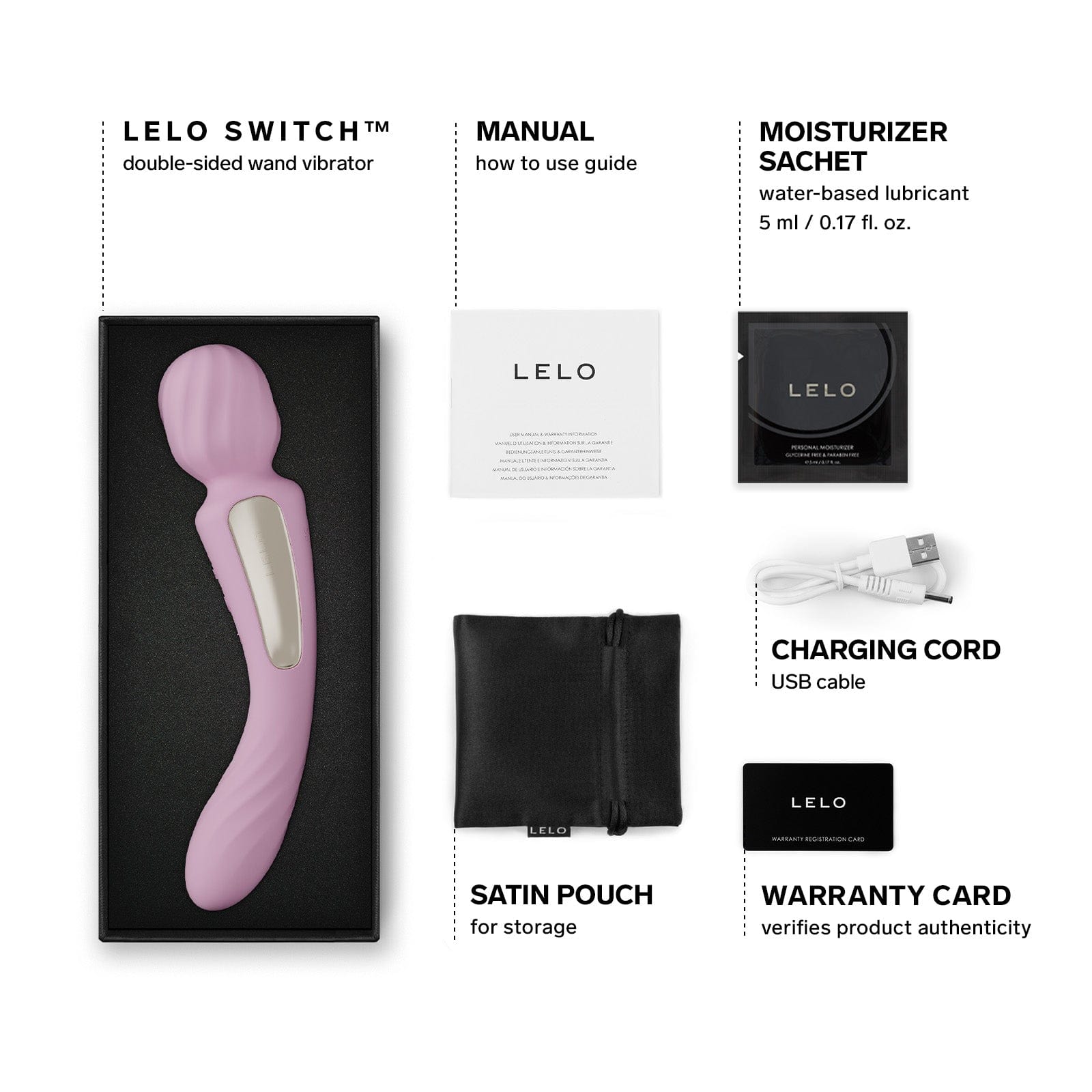 LELO - Switch App-Controlled Double Sided Wand Massager Vibrator Durio.sg