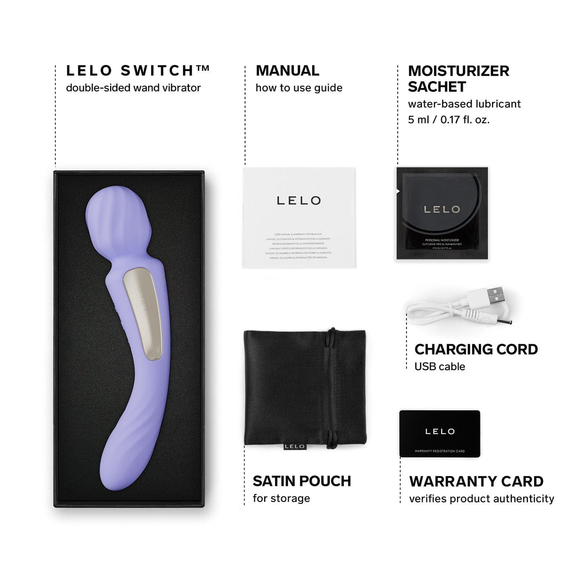LELO - Switch App-Controlled Double Sided Wand Massager Vibrator Durio.sg