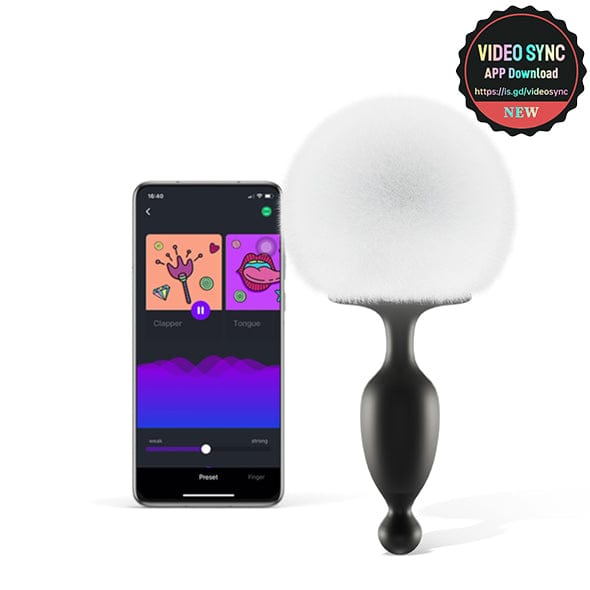 Magic Motion - Bunny App Controlled Vibrating Bunny Tail Anal Plug (Black) MGM1027 Durio.sg