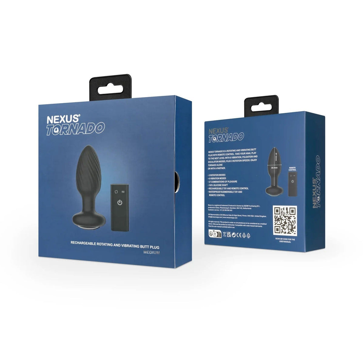 Nexus - Tornado Medium Remote Control Rotating Vibrating Butt Plug (Black) NE1078 Durio.sg