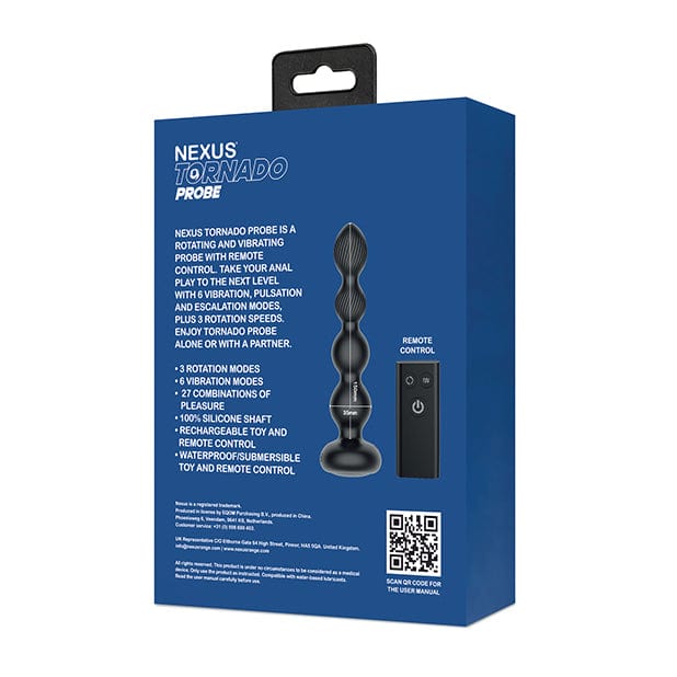 Nexus - Tornado Probe Remote Control Rotating Vibrating Anal Beads (Black) NE1079 Durio.sg