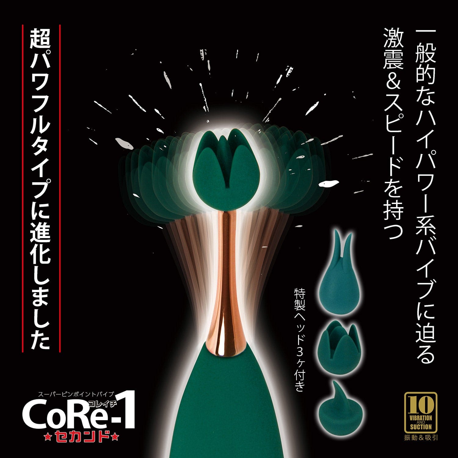 NPG - CoRe-1 Multi Tips Vibration and Suction Vibrator (Green) NPG1284 CherryAffairs