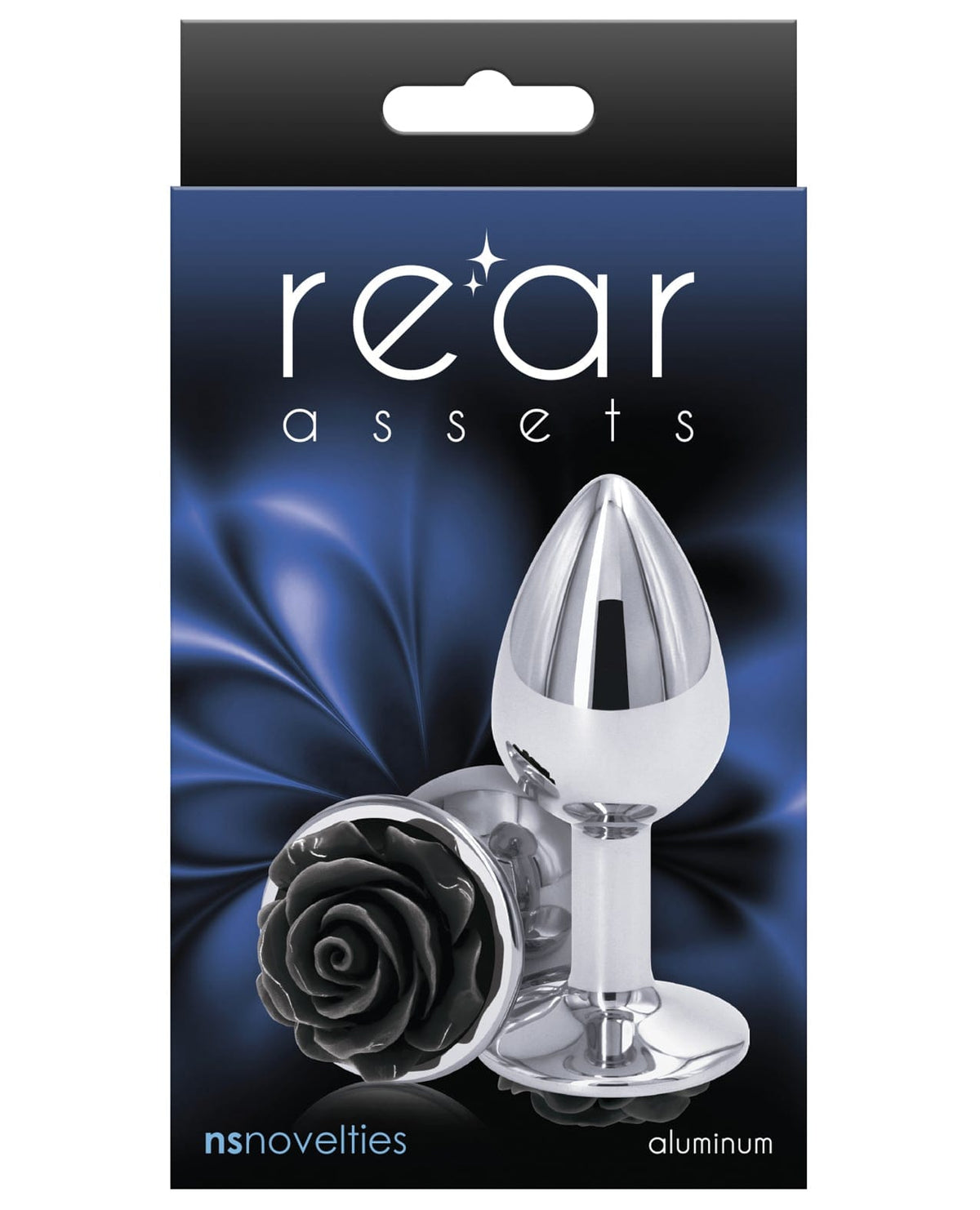 NS Novelties - Rear Assets Small Black Rose Aluminium Anal Plug NS1178 Durio.sg